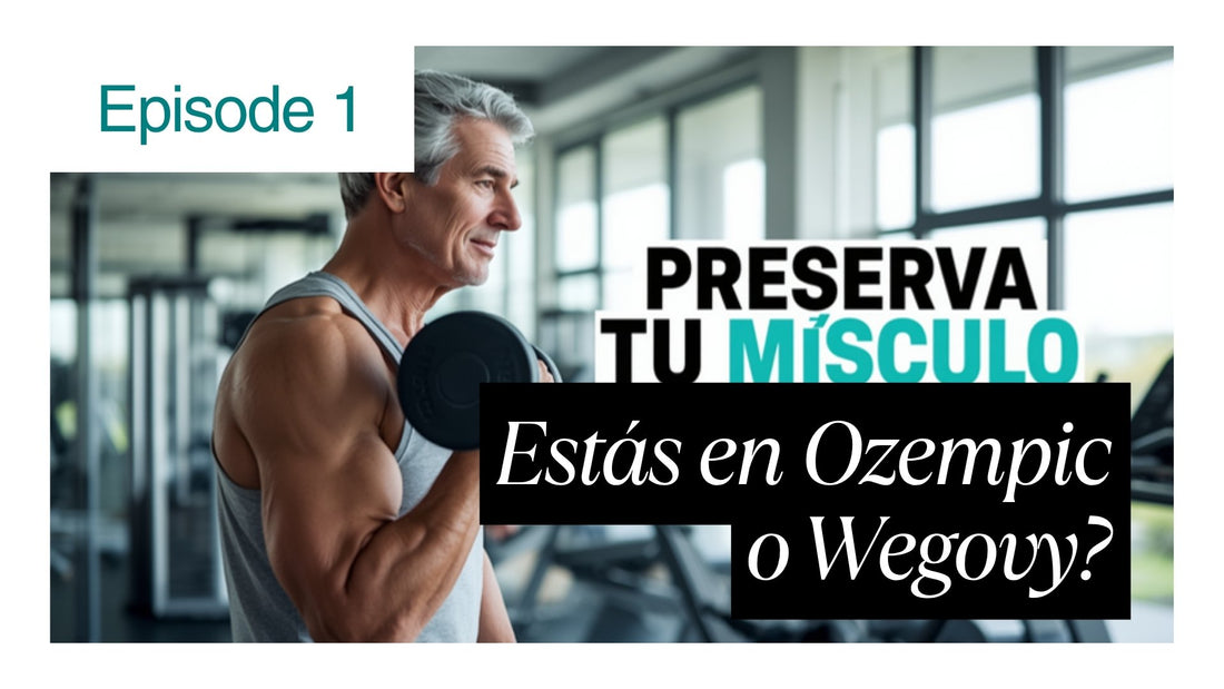 Adulto entrenando fuerza con mancuernas en el gimnasio para preservar músculo durante tratamiento con GLP-1, junto a creatina CREANOVA de Epic Labs