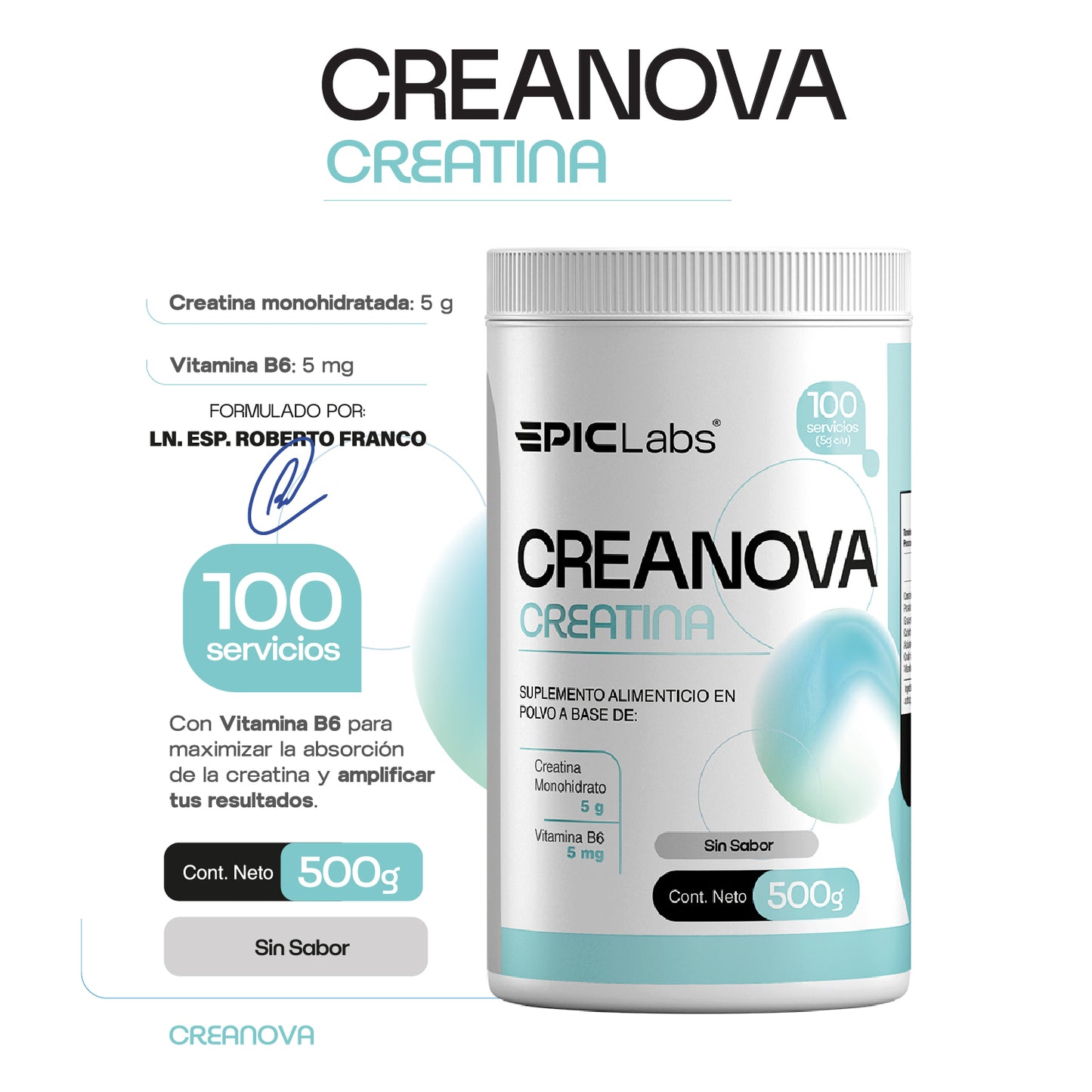 CREANOVA | Creatina + B6 de Alta Absorción