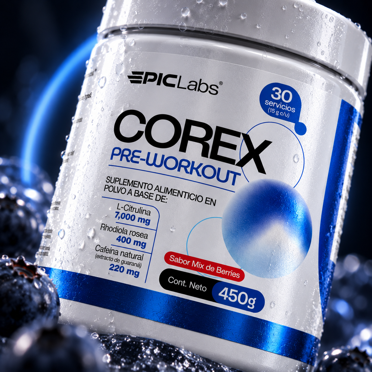 COREX® · Pre-entreno con cafeína · Energía, enfoque y bombeo