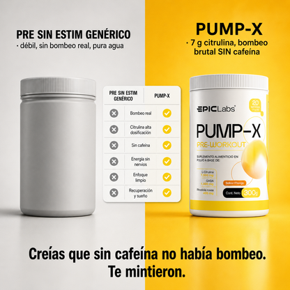 PUMPX® Pre-entreno sin estimulantes · Bombeo y enfoque