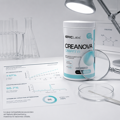 CREANOVA® Creatina monohidrato + B6 · Fuerza y volumen