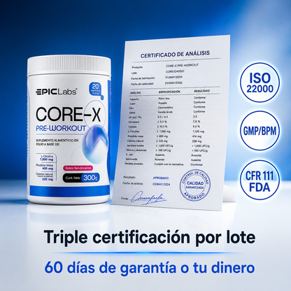 COREX® Pre-entreno clínico · Energía, enfoque y bombeo