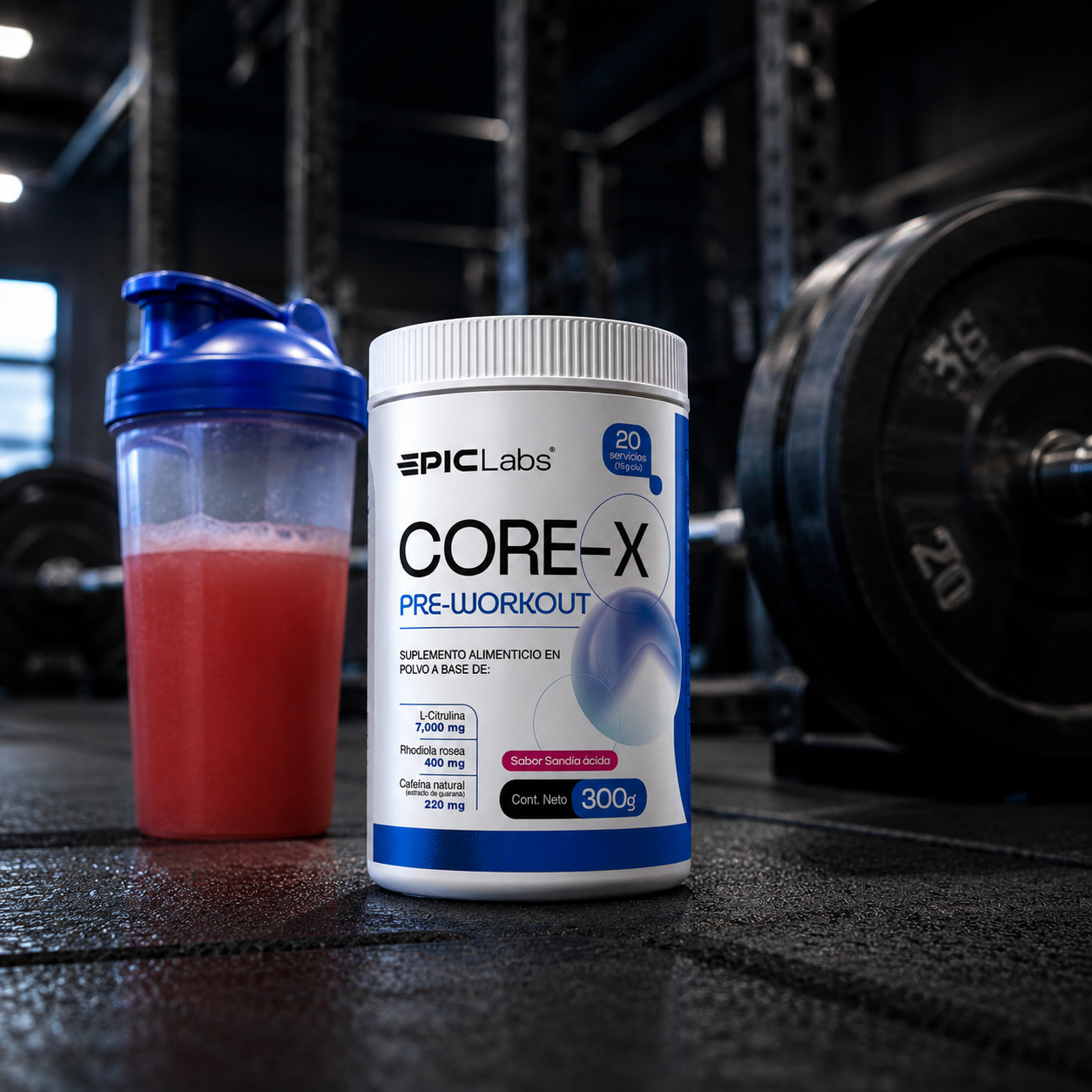 COREX® Pre-entreno clínico · Energía, enfoque y bombeo