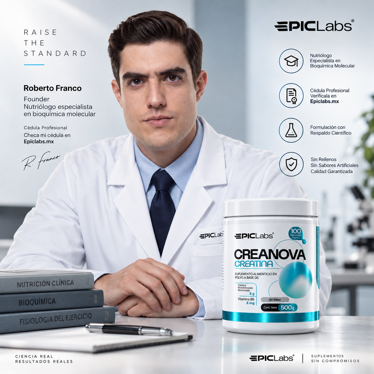 CREANOVA® · Creatina monohidrato + B6 · Fuerza, potencia y masa muscular