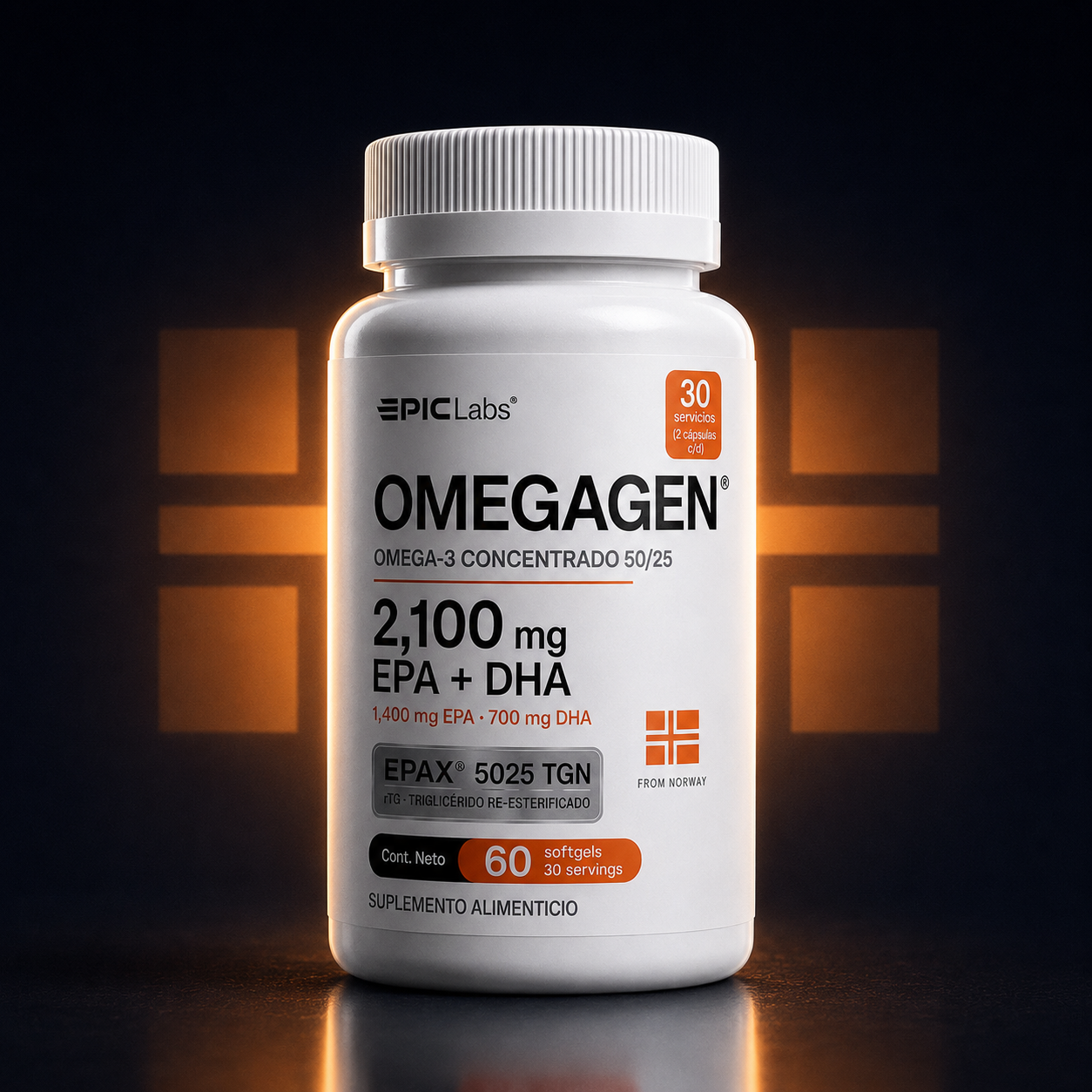 OMEGAGEN® Omega-3 Epax Concentrado 50/25 (Preventa) · 2,100 mg EPA + DHA