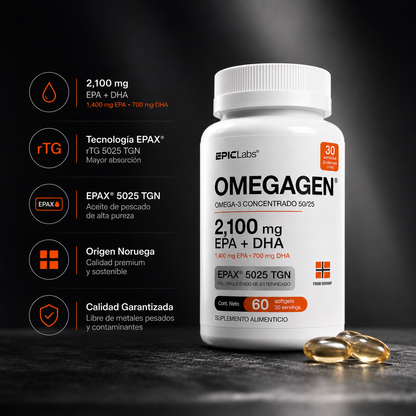 OMEGAGEN® Omega-3 Epax Concentrado 50/25 (Preventa) · 2,100 mg EPA + DHA