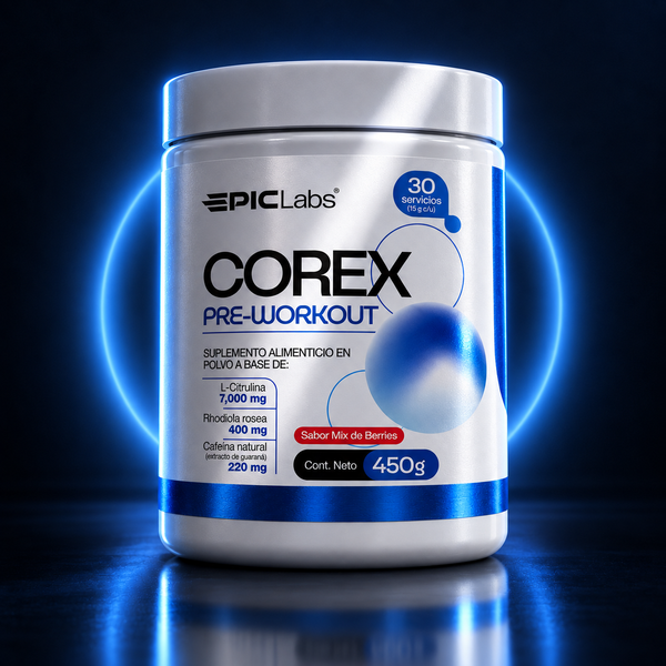 COREX® · Pre-entreno con cafeína · Energía, enfoque y bombeo