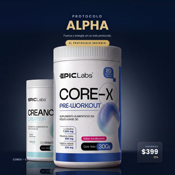 PROTOCOLO ALPHA® · COREX + CREANOVA · Fuerza y energía clínica