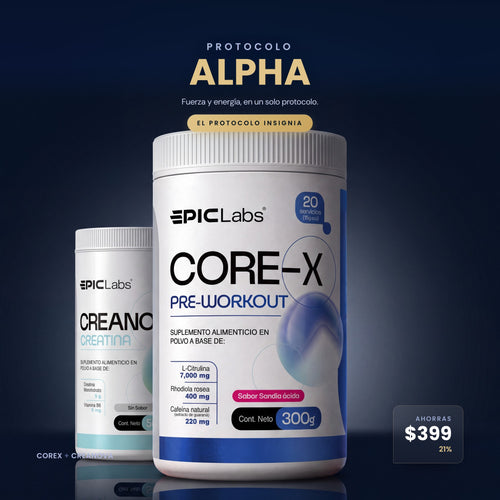 PROTOCOLO ALPHA® · COREX + CREANOVA · Fuerza y energía clínica