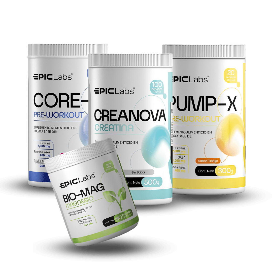 Protocolo Élite: CORE-X + PUMP-X + CREANOVA + BIO-MAG, stack máximo del fundador, EPIC LABS