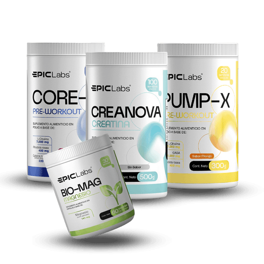 Protocolo Élite: CORE-X + PUMP-X + CREANOVA + BIO-MAG, stack máximo del fundador, EPIC LABS