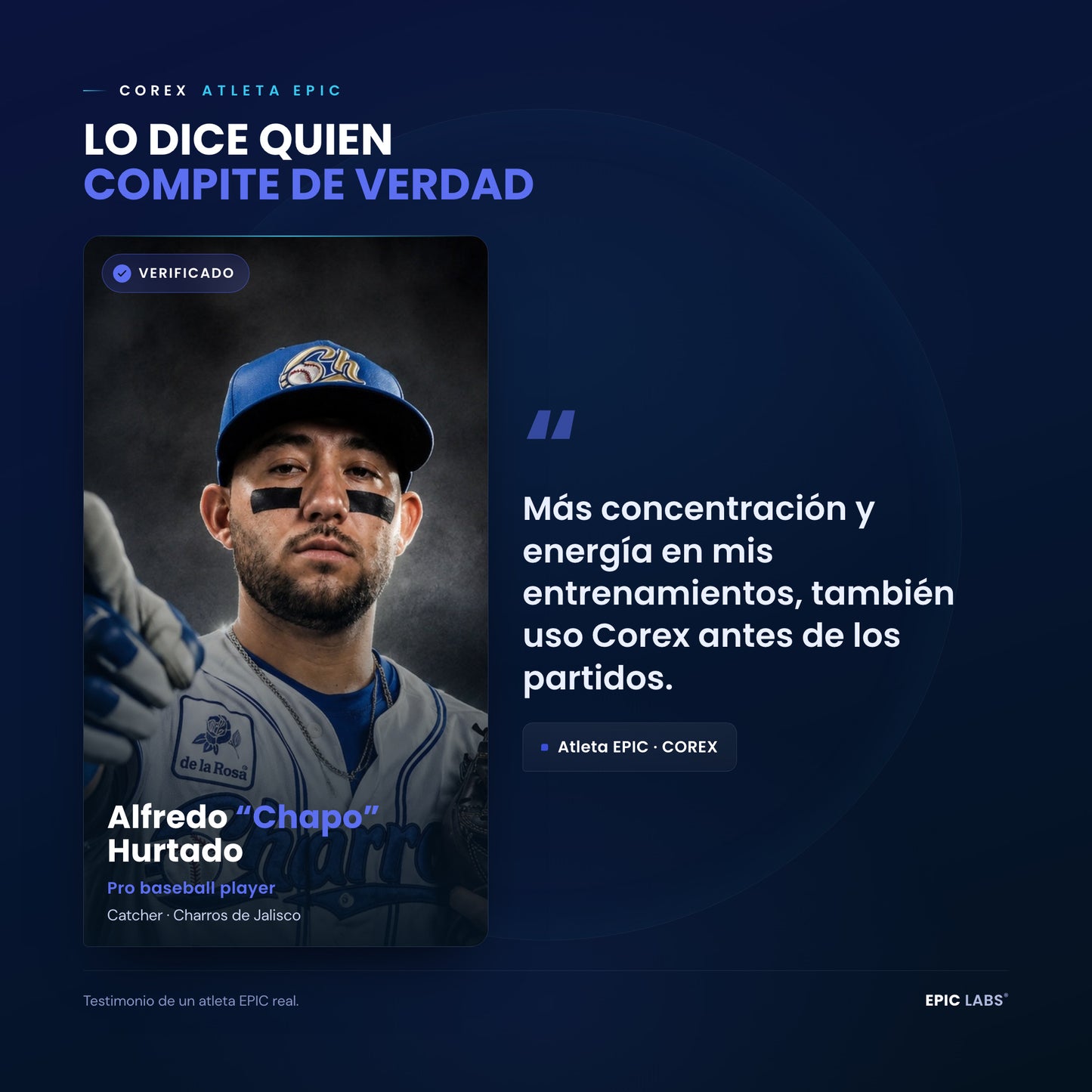 Respaldo real: Alfredo Chapo Hurtado, atleta EPIC, catcher de los Charros de Jalisco