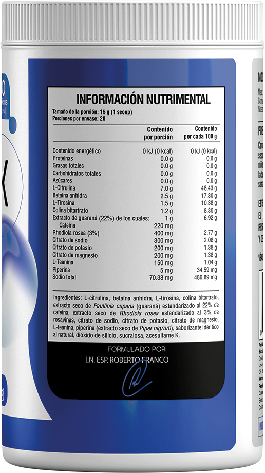 Etiqueta nutrimetal COREX