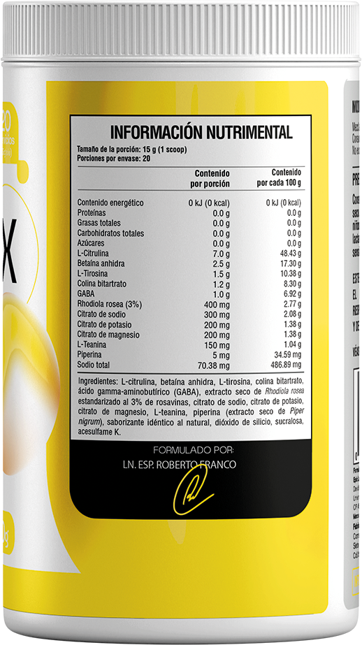Etiqueta nutrimetal PUMP-X